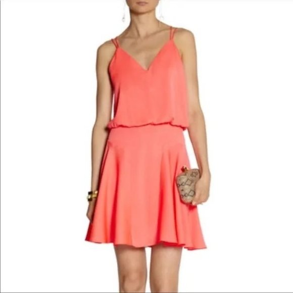 Milly Womens Stretch Silk Crepe Mini Tank Dress Pink Coral Sleeveless size 2 - Picture 13 of 14